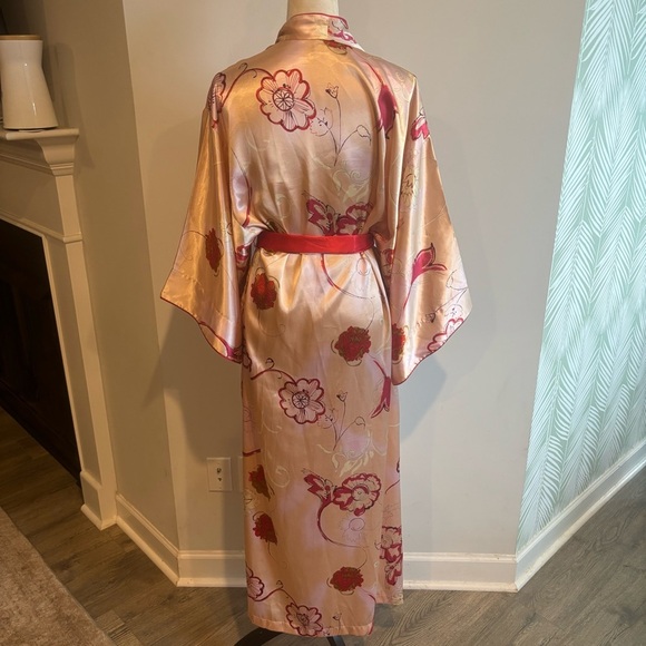 Natori Light Pink Floral Satin Kimono Robe Small Intimates Sleepwear - Picture 4 of 12